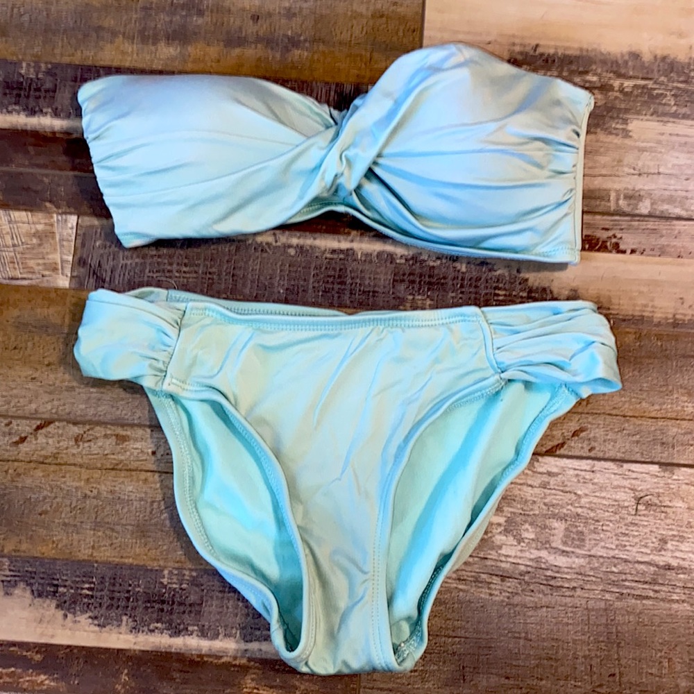 Light blue strapless bikini set